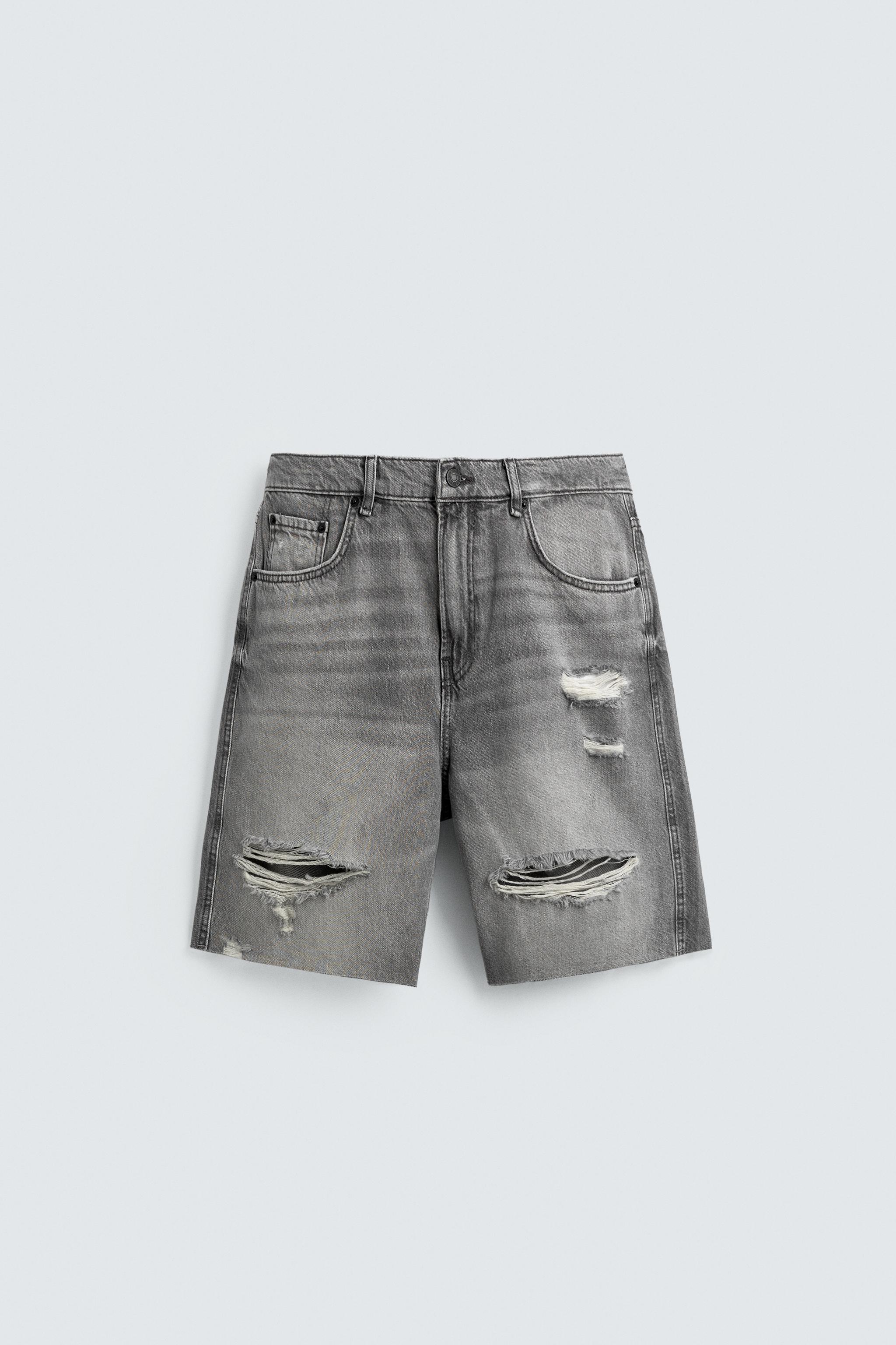 RIPPED RELAXED FIT DENIM SHORTS